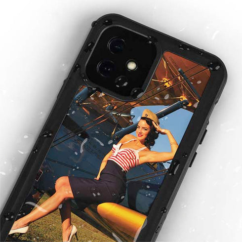 1940s Pin-Up On Stearman Biplane iPhone 12 Mini Waterproof Case