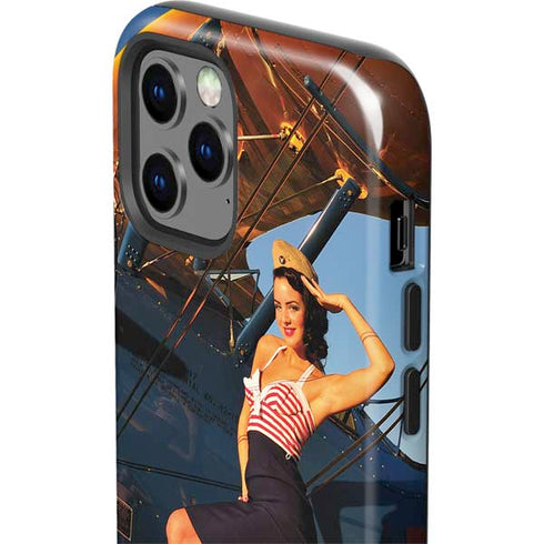 1940s Pin-Up On Stearman Biplane iPhone 12 Pro Impact Case