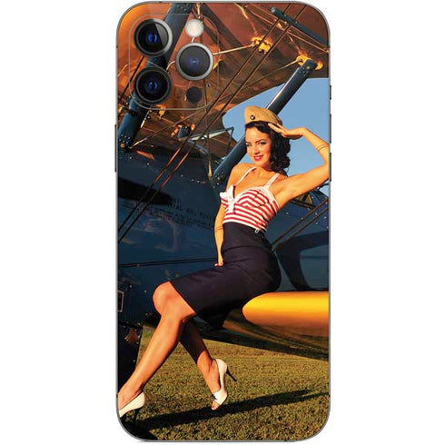 1940s Pin-Up On Stearman Biplane iPhone 12 Pro Max Skin