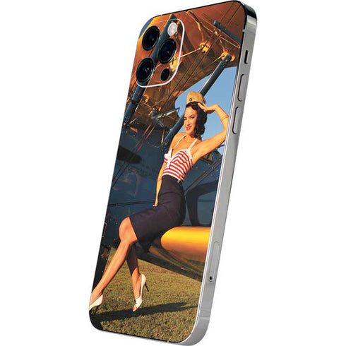 1940s Pin-Up On Stearman Biplane iPhone 12 Pro Max Skin