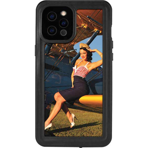 1940s Pin-Up On Stearman Biplane iPhone 12 Pro Max Waterproof Case