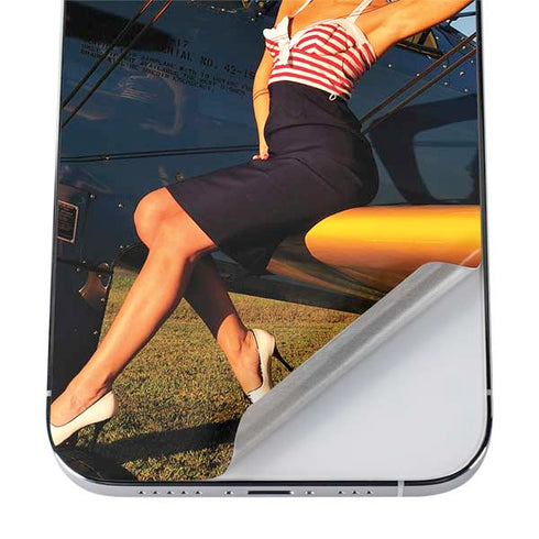 1940s Pin-Up On Stearman Biplane iPhone 12 Pro Skin