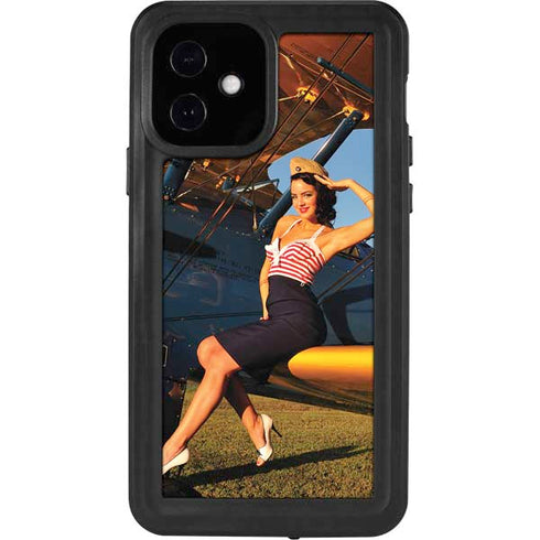 1940s Pin-Up On Stearman Biplane iPhone 12 Waterproof Case