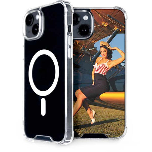 1940s Pin-Up On Stearman Biplane iPhone 13 MagSafe Case