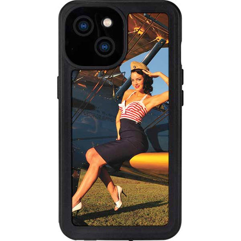 1940s Pin-Up On Stearman Biplane iPhone 13 Mini Waterproof Case