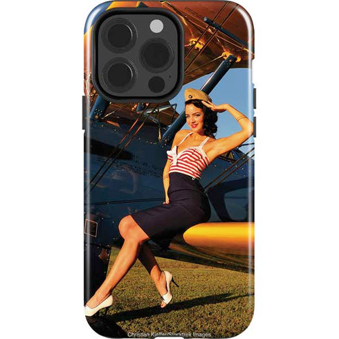 1940s Pin-Up On Stearman Biplane iPhone 13 Pro Impact Case