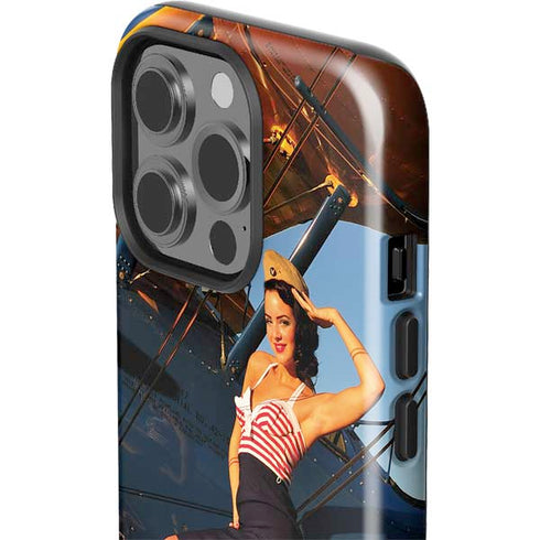 1940s Pin-Up On Stearman Biplane iPhone 13 Pro Impact Case