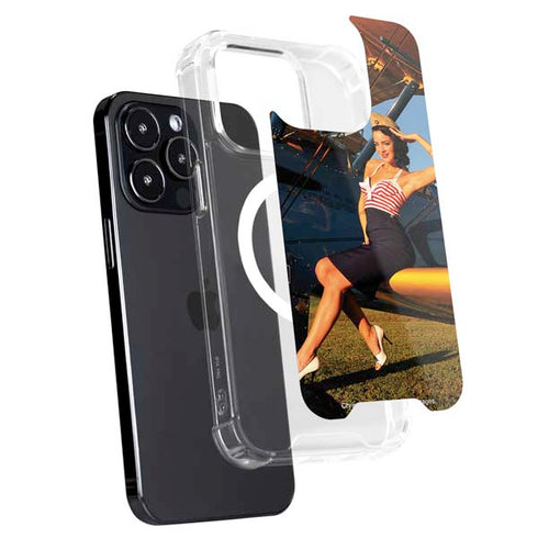 1940s Pin-Up On Stearman Biplane iPhone 13 Pro MagSafe Case