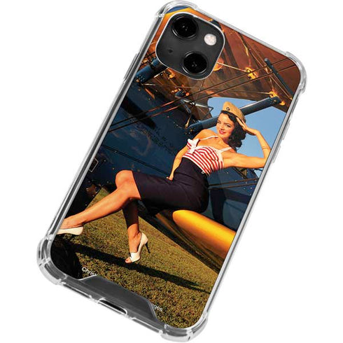 1940s Pin-Up On Stearman Biplane iPhone 14 Clear Case