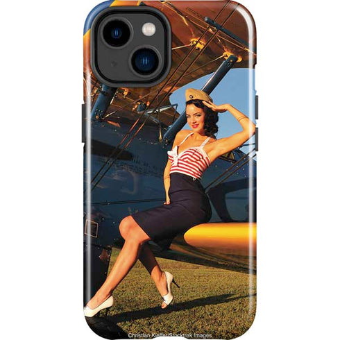 1940s Pin-Up On Stearman Biplane iPhone 14 Plus Impact Case