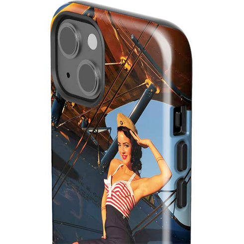 1940s Pin-Up On Stearman Biplane iPhone 15 Plus Impact Case