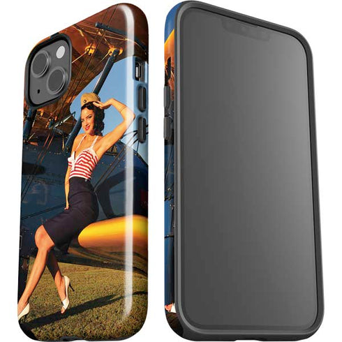 1940s Pin-Up On Stearman Biplane iPhone 15 Plus Impact Case