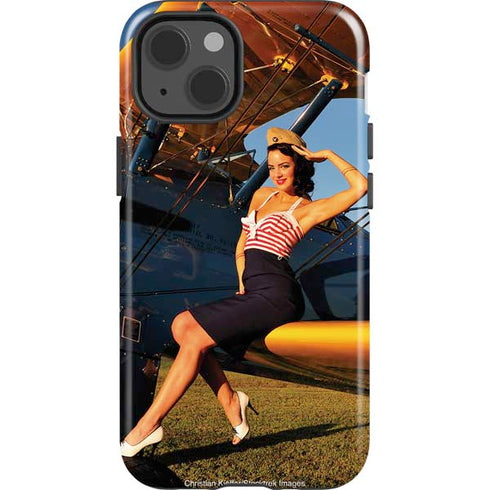 1940s Pin-Up On Stearman Biplane iPhone 15 Impact Case