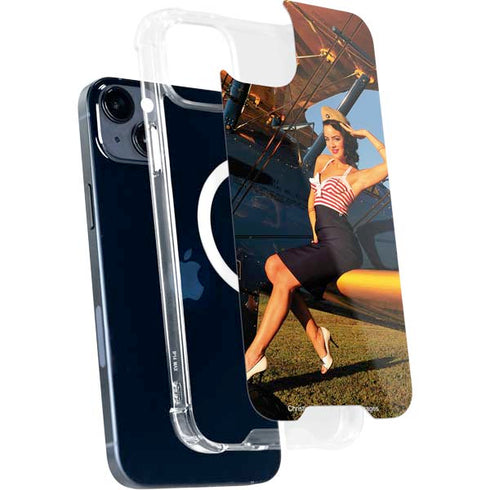 1940s Pin-Up On Stearman Biplane iPhone 14 Plus MagSafe Case
