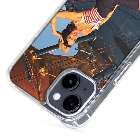 1940s Pin-Up On Stearman Biplane iPhone 15 Plus MagSafe Case
