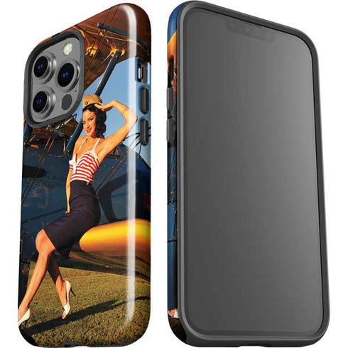 1940s Pin-Up On Stearman Biplane iPhone 14 Pro Impact Case