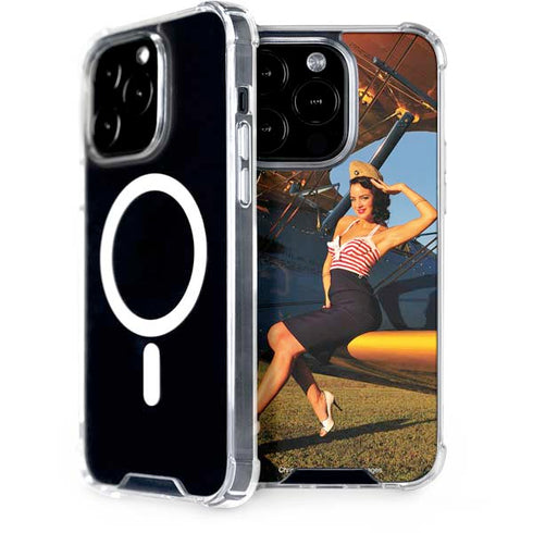 1940s Pin-Up On Stearman Biplane iPhone 15 Pro MagSafe Case