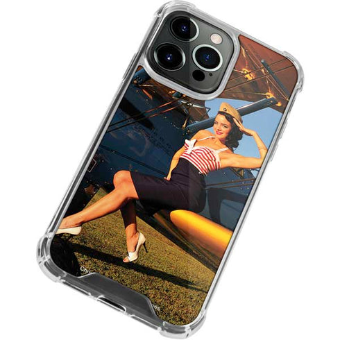1940s Pin-Up On Stearman Biplane iPhone 15 Pro Max Clear Case