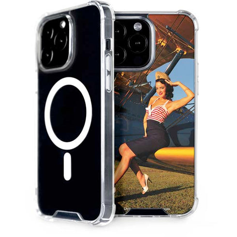 1940s Pin-Up On Stearman Biplane iPhone 14 Pro Max MagSafe Case
