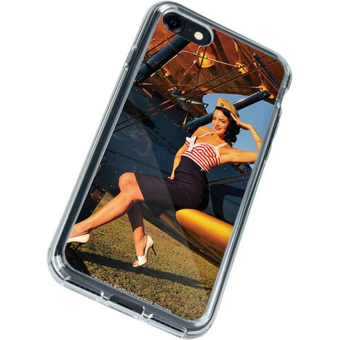 1940s Pin-Up On Stearman Biplane iPhone SE (2nd & 3rd Gen) Clear Case