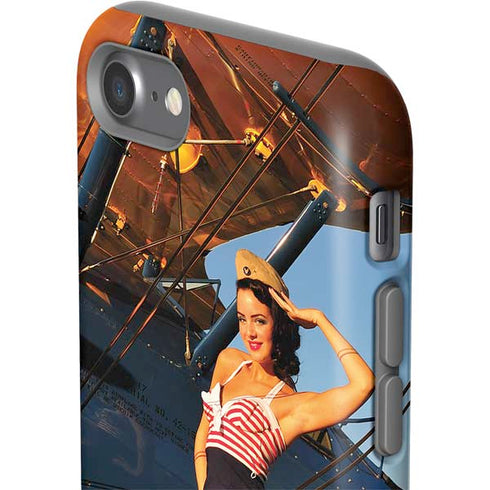 1940s Pin-Up On Stearman Biplane iPhone SE (2nd & 3rd Gen) Pro Case