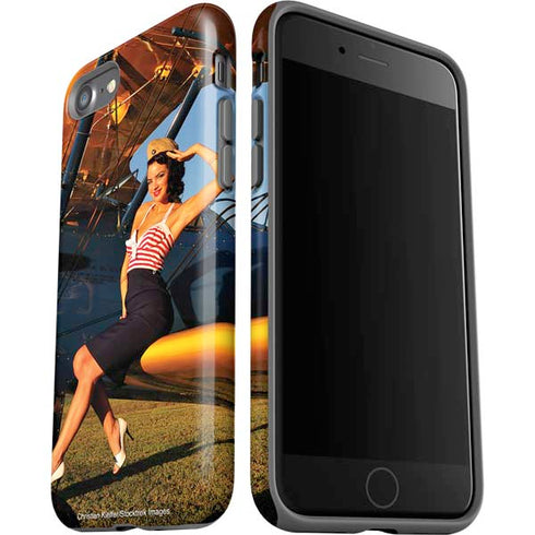 1940s Pin-Up On Stearman Biplane iPhone SE (2nd & 3rd Gen) Pro Case