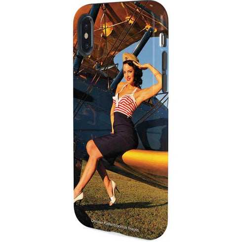 1940s Pin-Up On Stearman Biplane iPhone X Pro Case