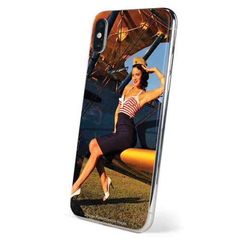 1940s Pin-Up On Stearman Biplane iPhone X Skin
