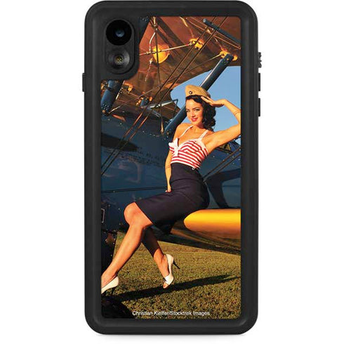 1940s Pin-Up On Stearman Biplane iPhone XR Waterproof Case