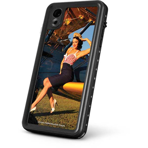 1940s Pin-Up On Stearman Biplane iPhone XR Waterproof Case