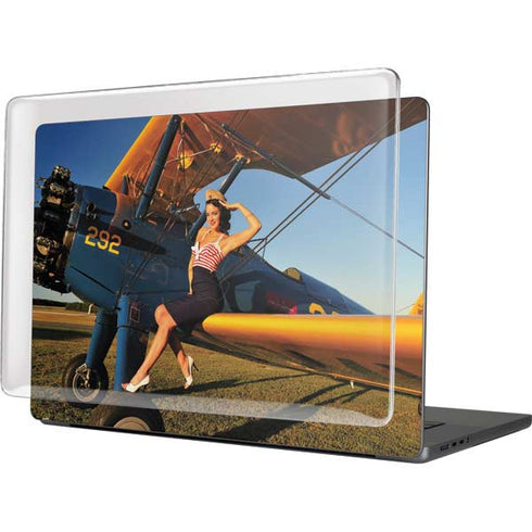 1940s Pin-Up On Stearman Biplane MacBook Pro 16in (2021-25) Case plus Skin