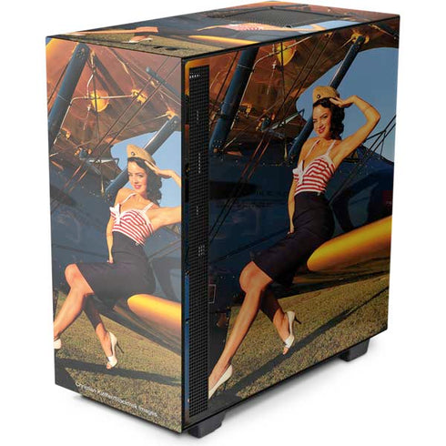 1940s Pin-Up On Stearman Biplane NZXT H510 Compact ATX Mid-Tower Case Skin