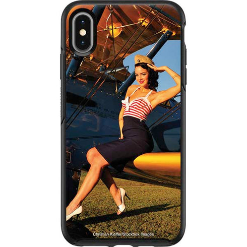 1940s Pin-Up On Stearman Biplane Otterbox Symmetry iPhone Skin