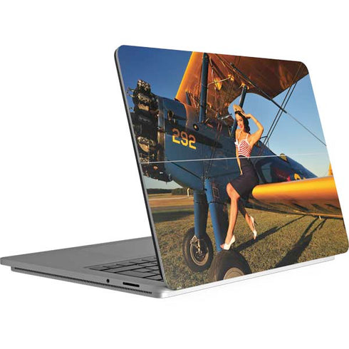 1940s Pin-Up On Stearman Biplane Surface Laptop Studio Skin