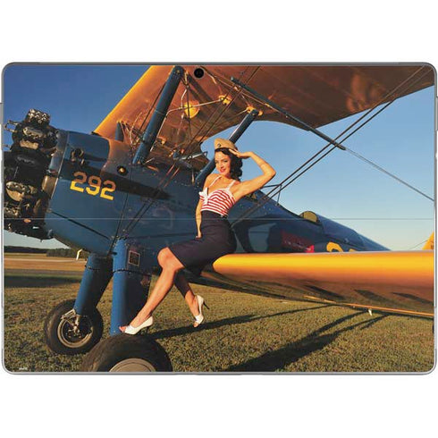 1940s Pin-Up On Stearman Biplane Surface Pro 8 Skin