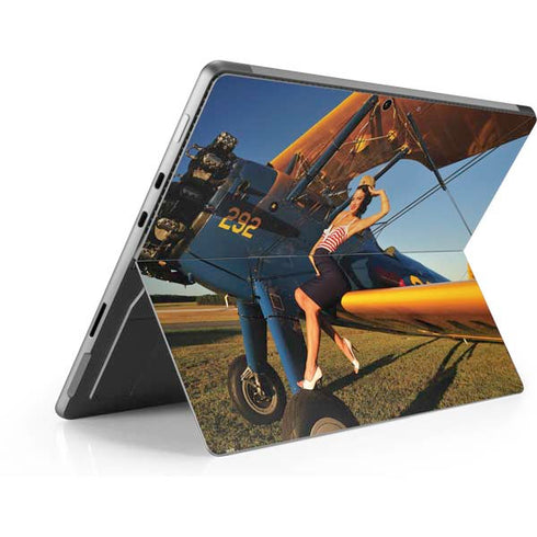 1940s Pin-Up On Stearman Biplane Surface Pro 8 Skin