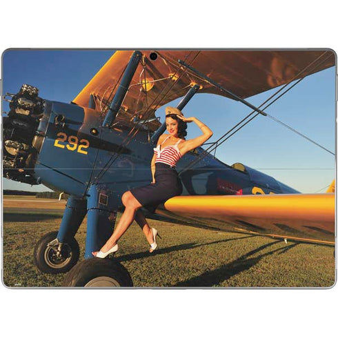 1940s Pin-Up On Stearman Biplane Surface Pro 9 Skin