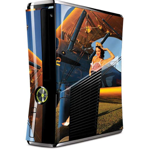 1940s Pin-Up On Stearman Biplane Xbox 360 Slim (2010) Skin
