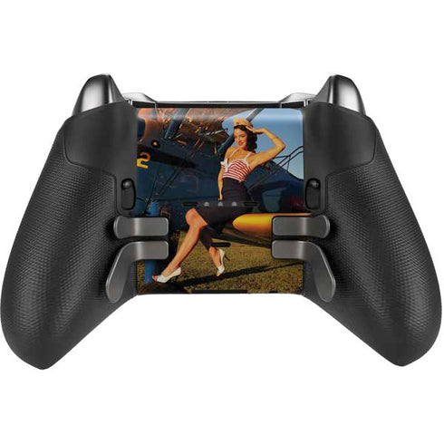 1940s Pin-Up On Stearman Biplane Xbox Elite Wireless Controller Series 2 Skin