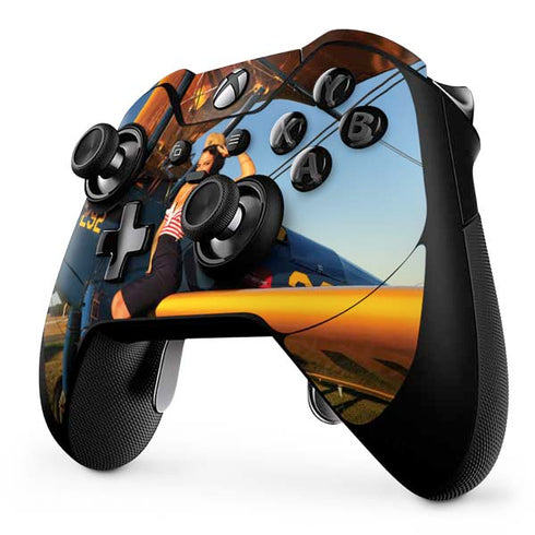 1940s Pin-Up On Stearman Biplane Xbox One Elite Controller Skin