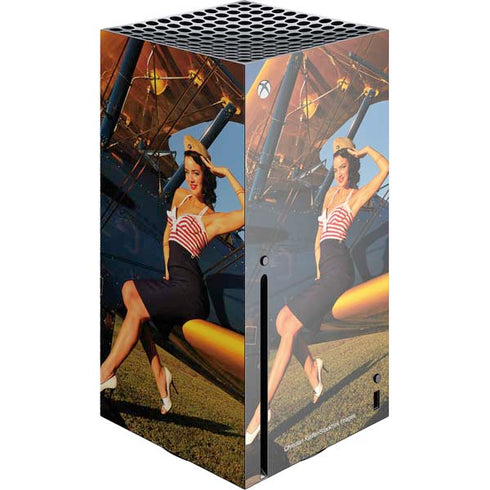 1940s Pin-Up On Stearman Biplane Xbox Series X Console Skin