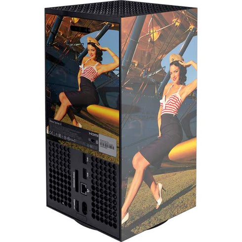 1940s Pin-Up On Stearman Biplane Xbox Series X Console Skin