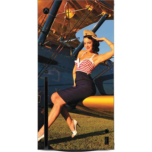 1940s Pin-Up On Stearman Biplane Xbox Series X Console Skin
