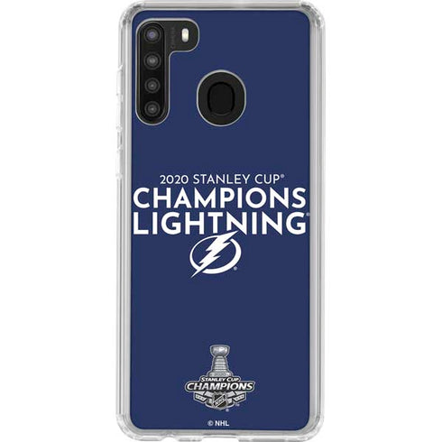 NHL 2020 Stanley Cup Champions Lightning Galaxy A21 Clear Case