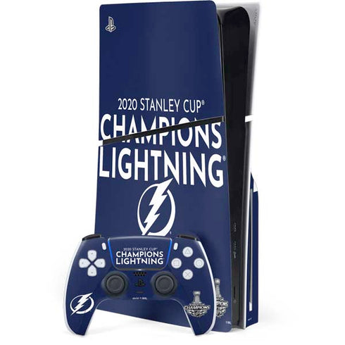 NHL 2020 Stanley Cup Champions Lightning PS5 Slim Disk Bundle Skin