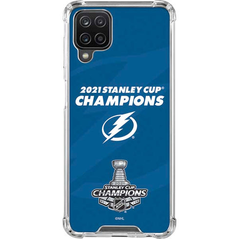 NHL 2021 Stanley Cup Champions Tampa Bay Lightning Galaxy A12 Clear Case