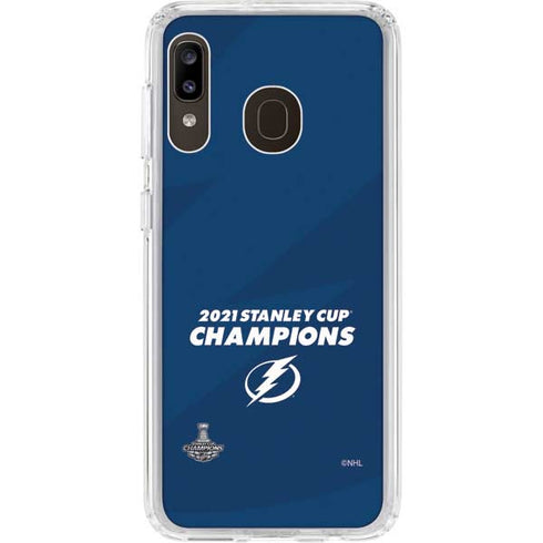 NHL 2021 Stanley Cup Champions Tampa Bay Lightning Galaxy A20 Clear Case