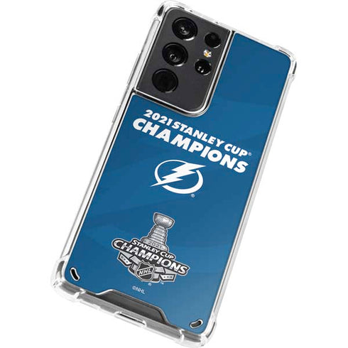 NHL 2021 Stanley Cup Champions Tampa Bay Lightning Galaxy S21 Ultra 5G Clear Case