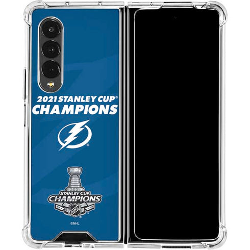 NHL 2021 Stanley Cup Champions Tampa Bay Lightning Galaxy Z Fold4 5G Clear Case