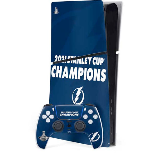 NHL 2021 Stanley Cup Champions Tampa Bay Lightning PS5 Slim Digital Edition Bundle Skin
